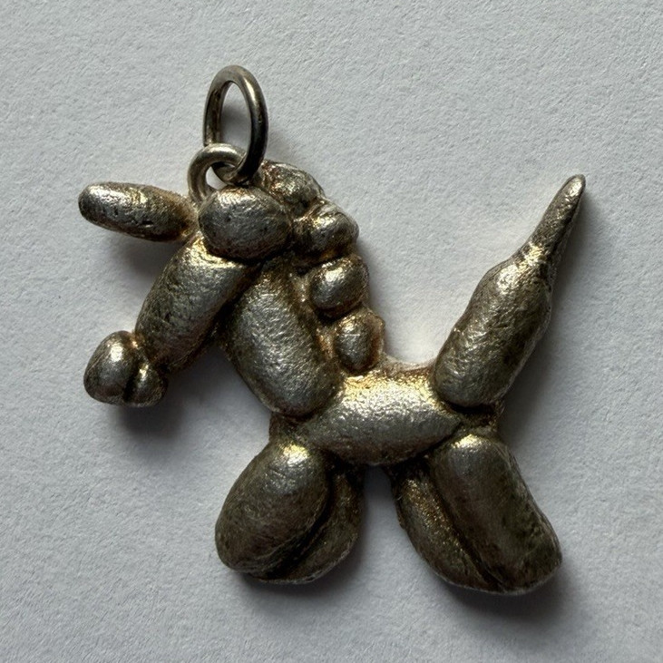 Handmade Sculpted Art Clay Silver Balloon Animal Unicorn Pendant Charm