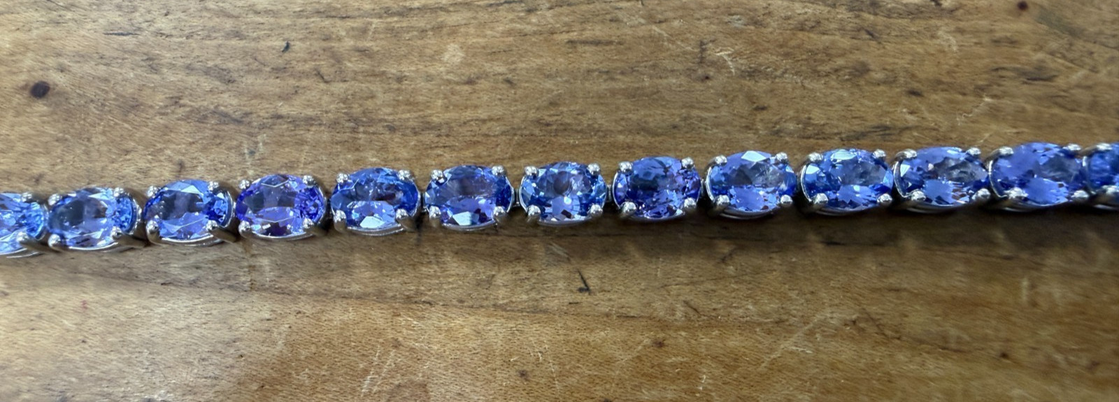 14kt Gold &Sterling Silver 19cts Tanzanite Bracelet W/ Original Box