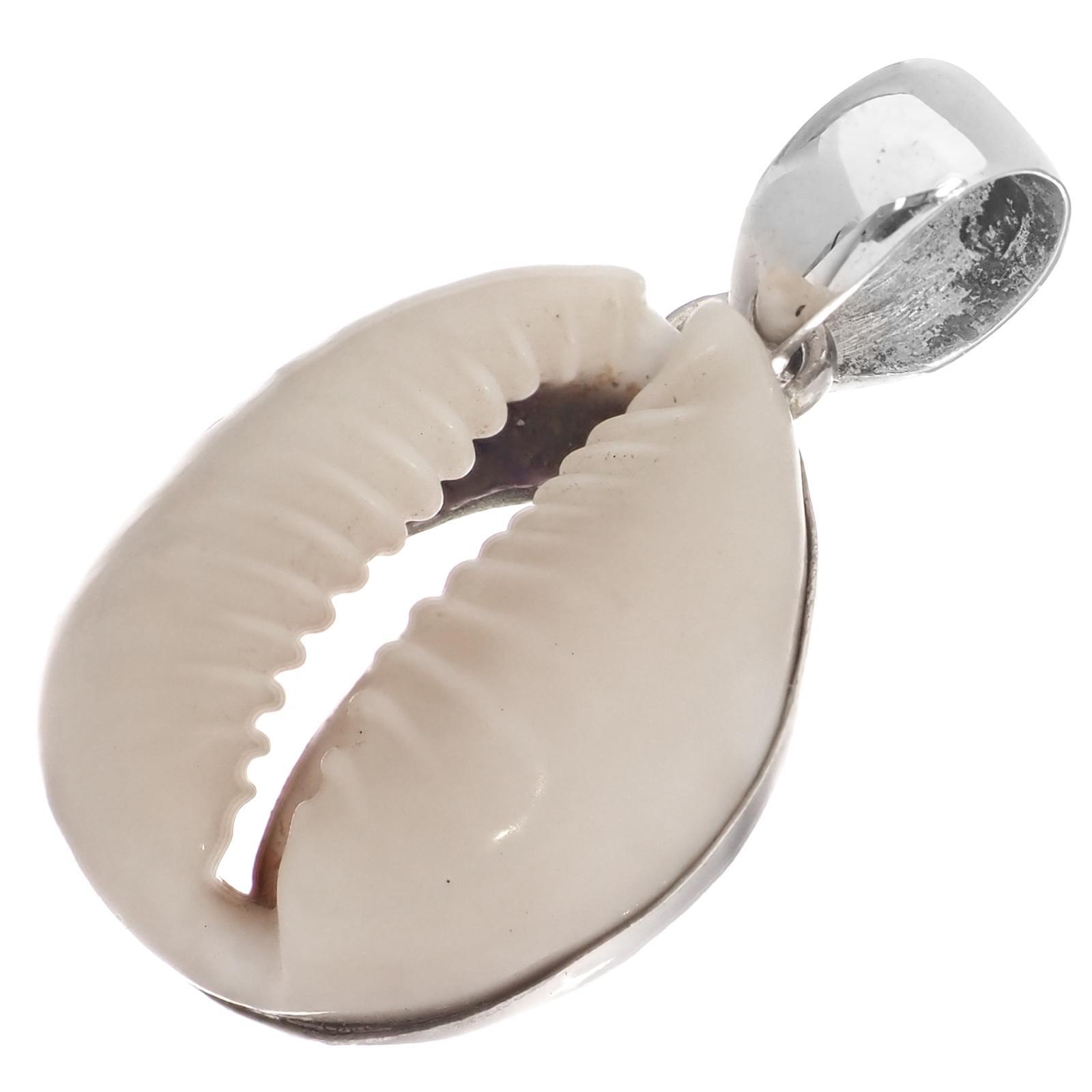 925 Sterling Silver Beach Tropical Cowry Shell Sterling Pendant, 1 1/4″