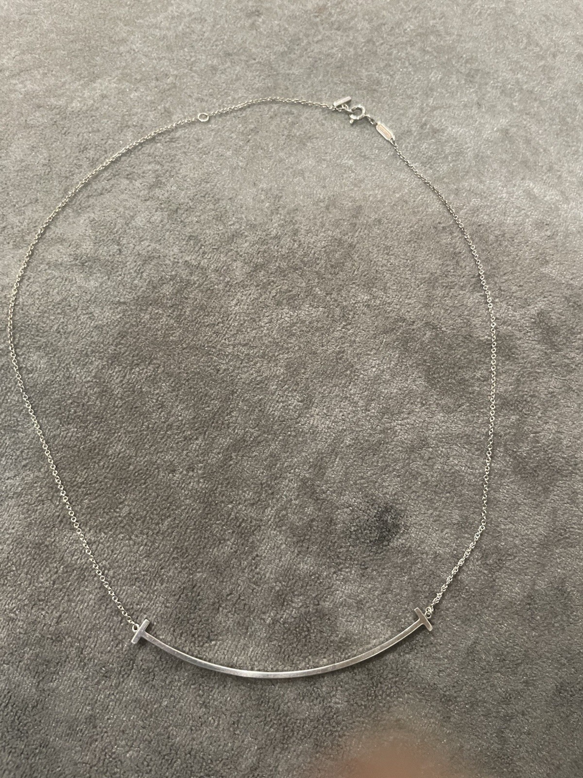 Tiffany & Co. Small T Smile Pendant Necklace Sterling Silver 16–18″