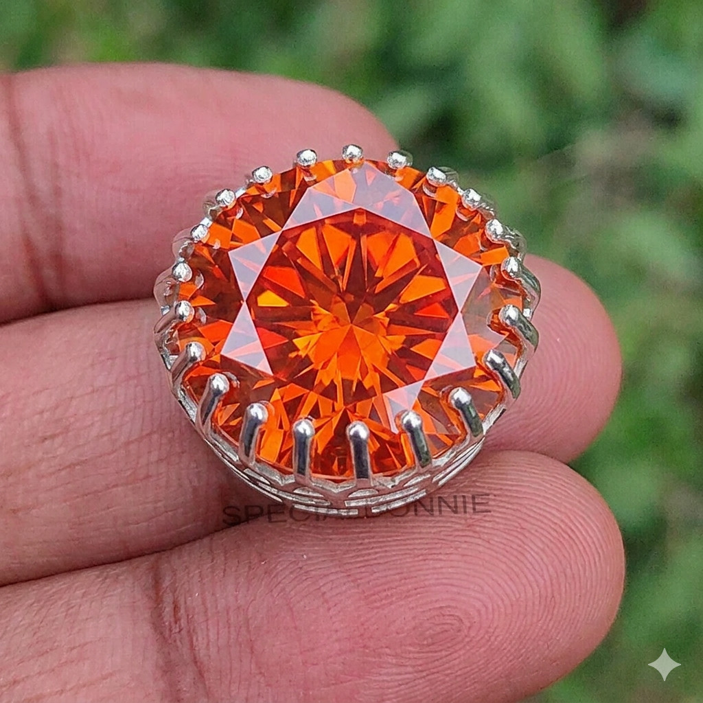 HUGE 26.75 Ct Certified Flame Orange Diamond Pendant Necklace-FREE Diamond Studs
