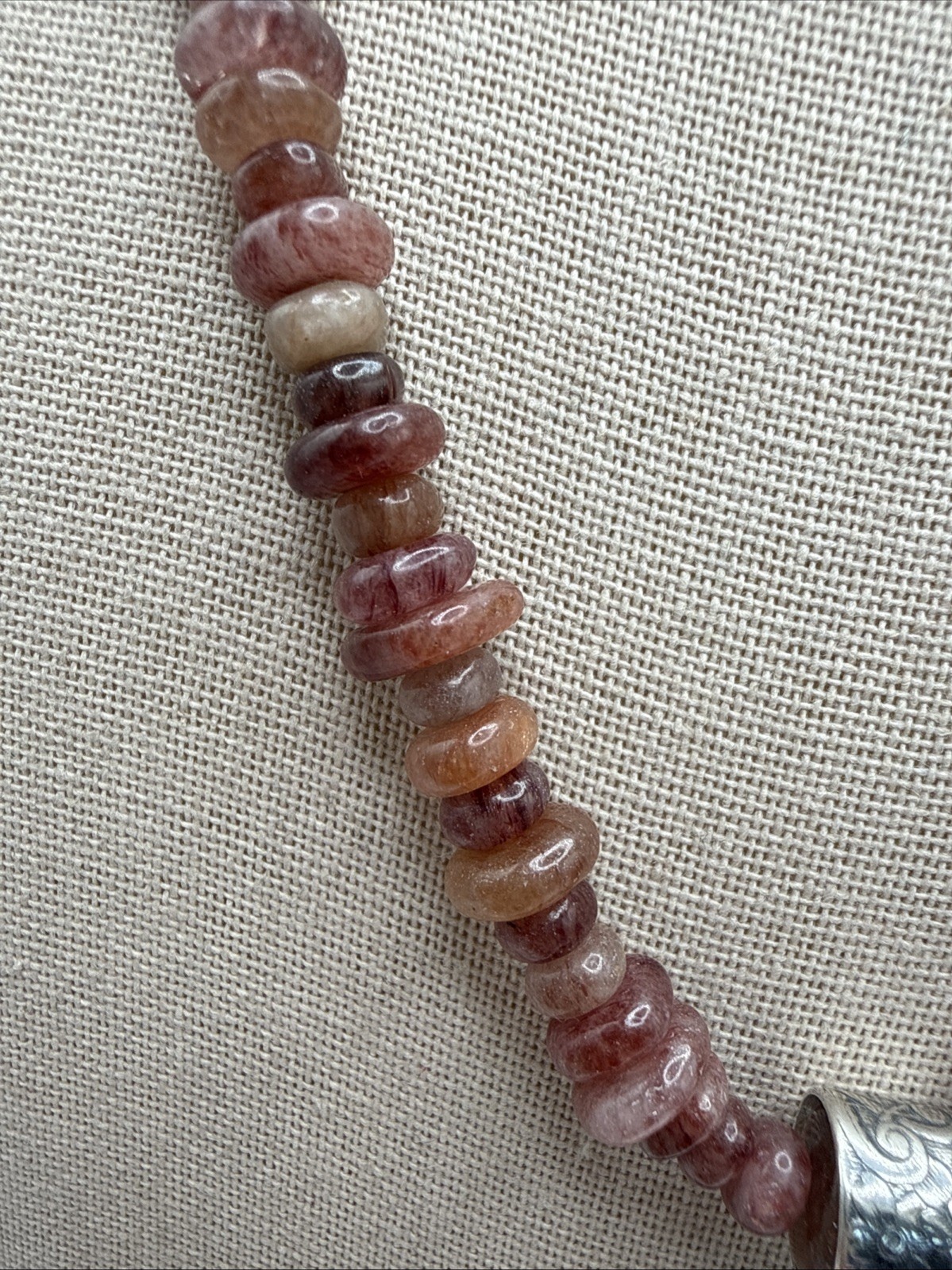 Jay King Natural Nigerian Strawberry Quartz 925 Heart Pendant Necklace