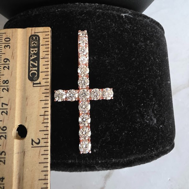 Moissanite Tennis Cross Rose Gold over Sterling Silver 925