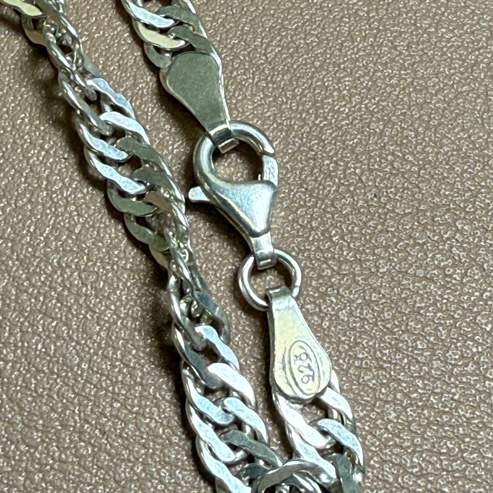 Italian 925 Sterling Silver Singapore Link Chain Necklace 23.5” 4mm