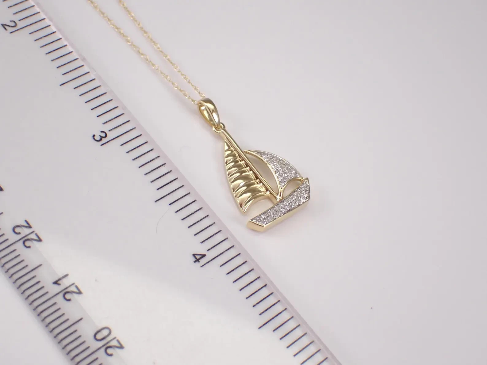 1 Ct Moissanite Ship Charm Sailboat Pendant Necklace 14K Yellow Gold Plated