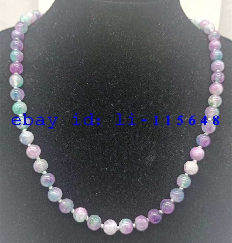 Quality Natural 8mm Multi-color Kunzite Round Gemstone Beads Necklace 18-36 Inch
