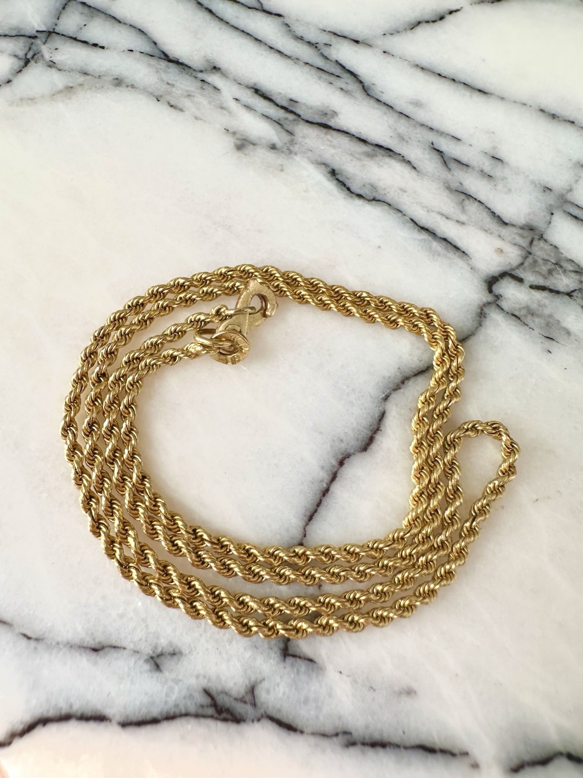 Antique Handmade 18k Yellow Gold Rope Chain Necklace Sister Clasp Approx 9 Grams