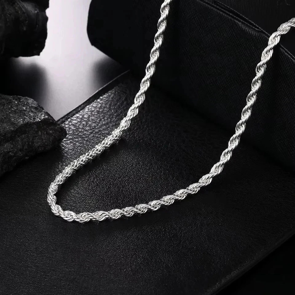 925 Sterling Silver Italian Rope Chain Men’s Necklace 4mm – NEW**