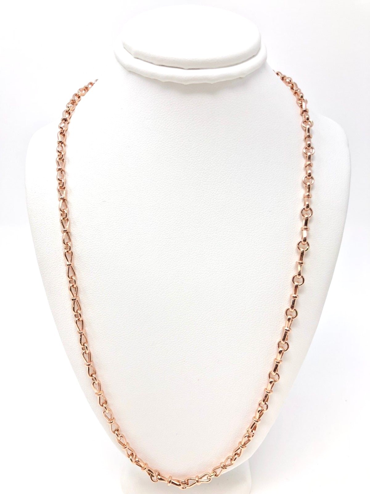14k Rose Gold Solid Handmade Bow Fashion Link Chain Necklace 22″ 3.5mm 23.5grams