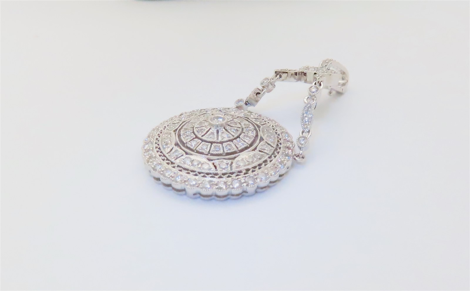 18k White Gold Diamond Necklace Bride Gift Wife Enhancer Diamonds Chain 16″ N254