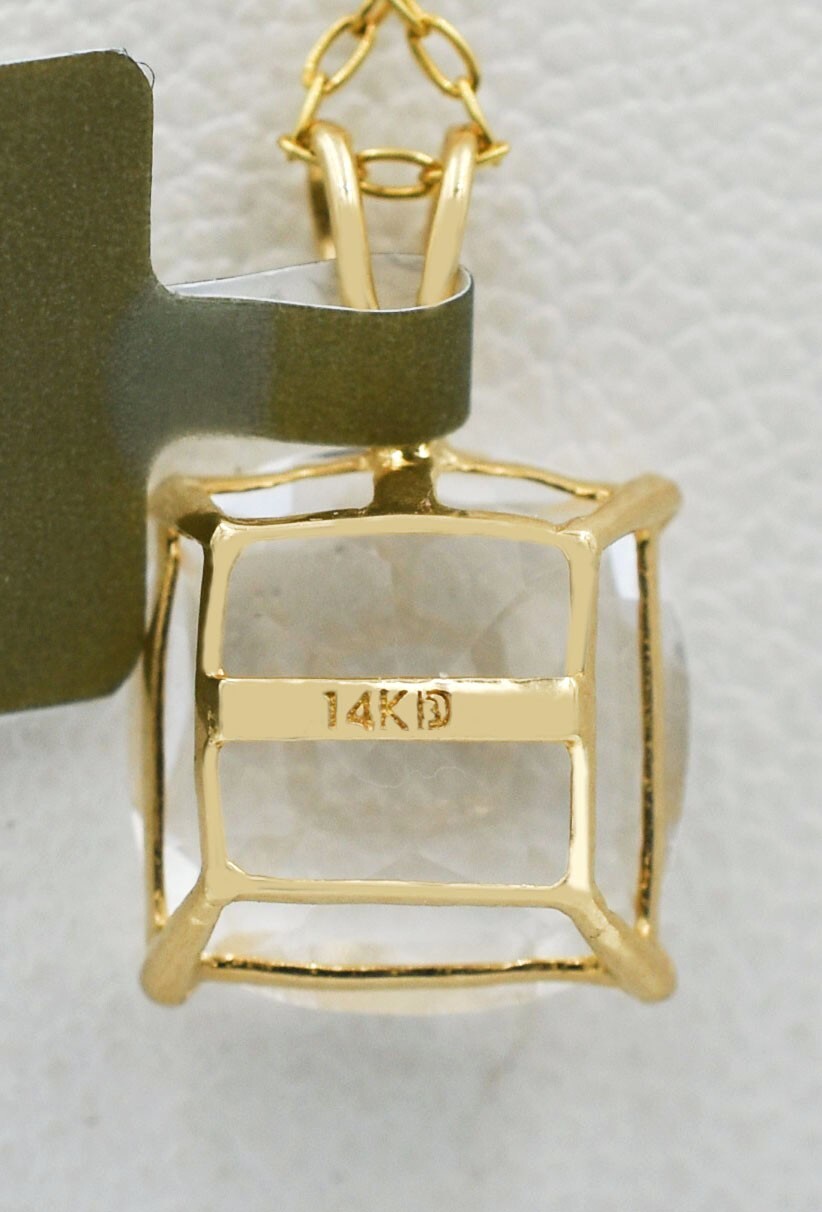 GENUINE 3.49 Cts WHITE SAPPHIRE PENDANT 14K GOLD – Free Appraisal Service – NWT