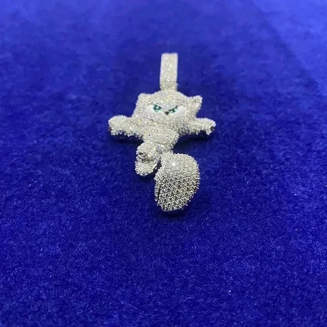 2.90Ct Round Cut Moissanite Men’s Cartoon Charm Pendant 925 Sterling Silver
