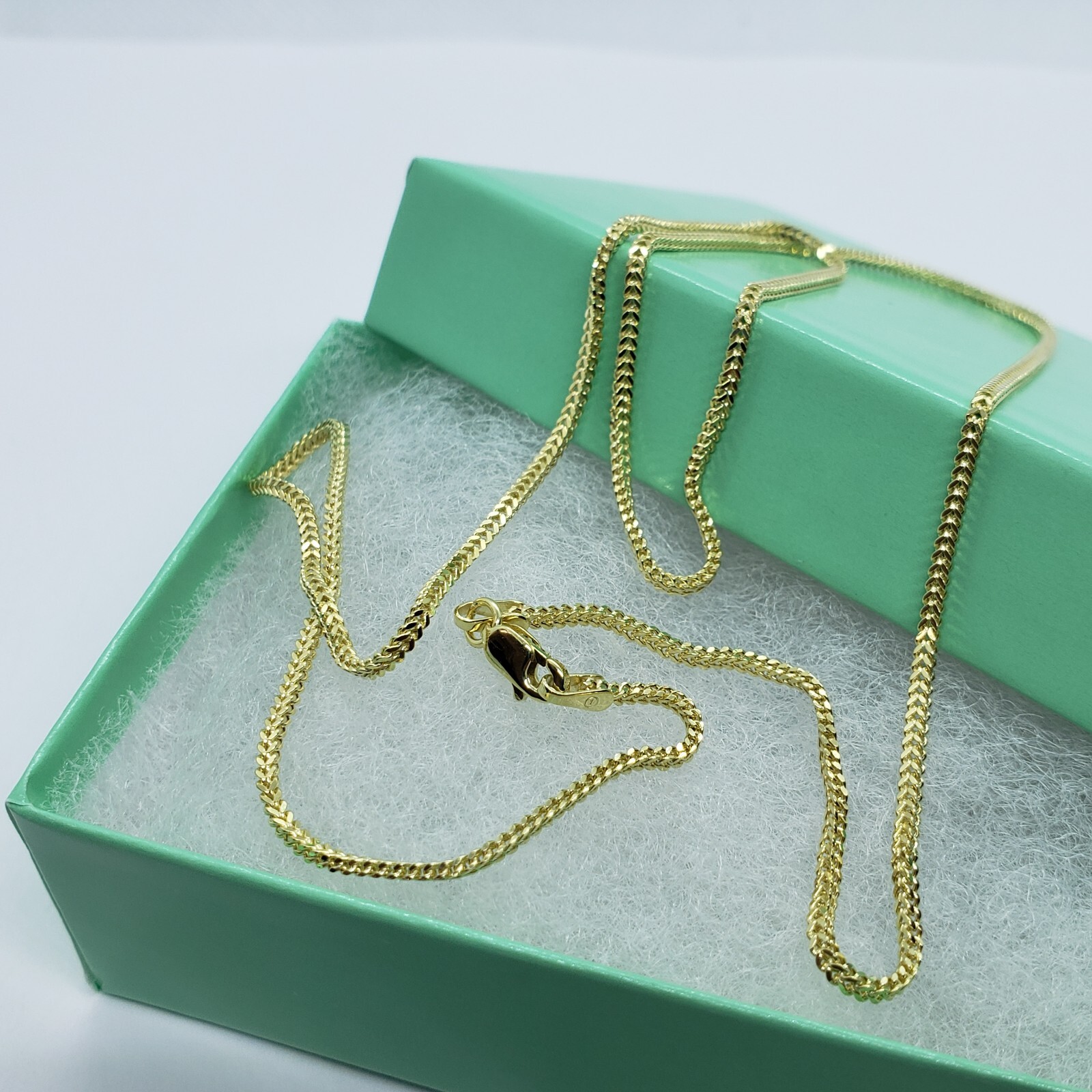 10K Hollow Yellow Gold Franco Box Link Chain Necklace Men Women 1.5mm 16-30″