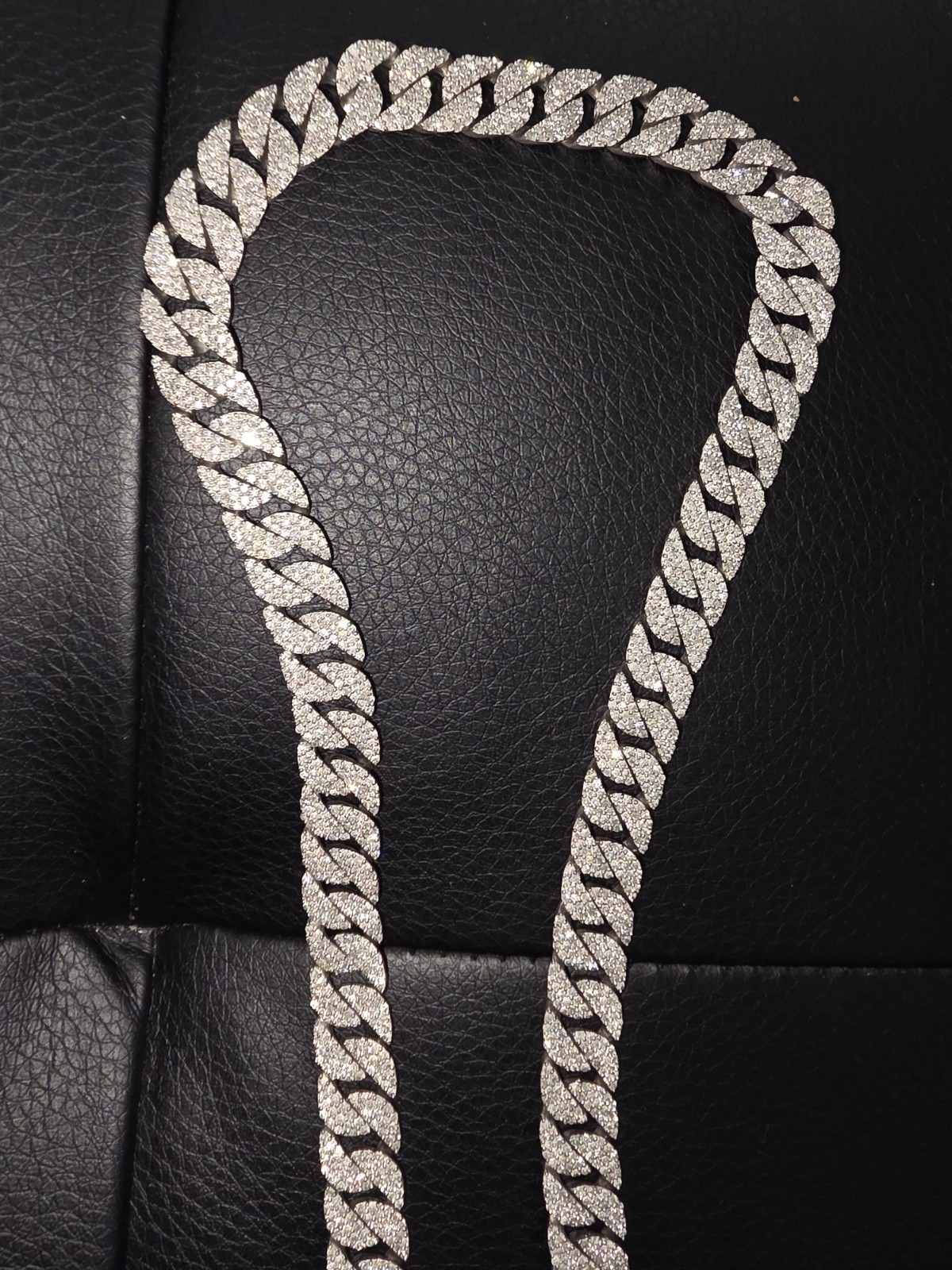 Natural Diamond 14ct,22inch,10mm Silver Unique Miami Cuban Chain Necklace