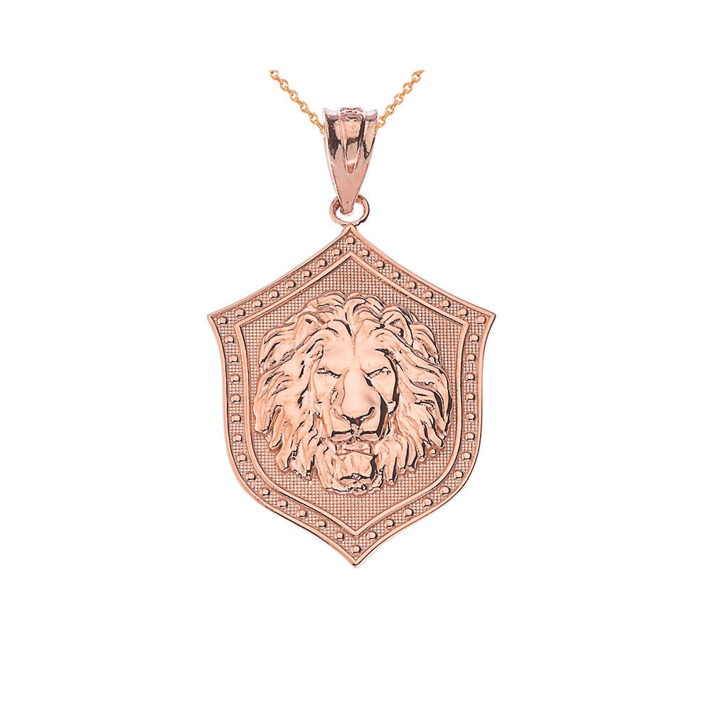 Lion Shield Pendant Necklace in Gold(Availbale In Yellow/Rose/White Gold)