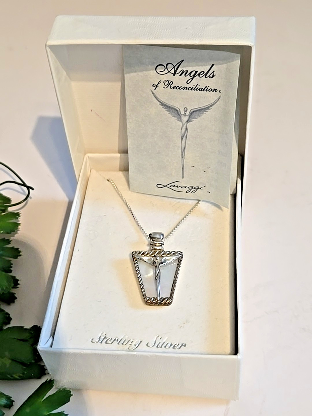 ANGELS OF RECONCILIATION by Lavaggi Mother of Pearl and Sterling Silver NOS