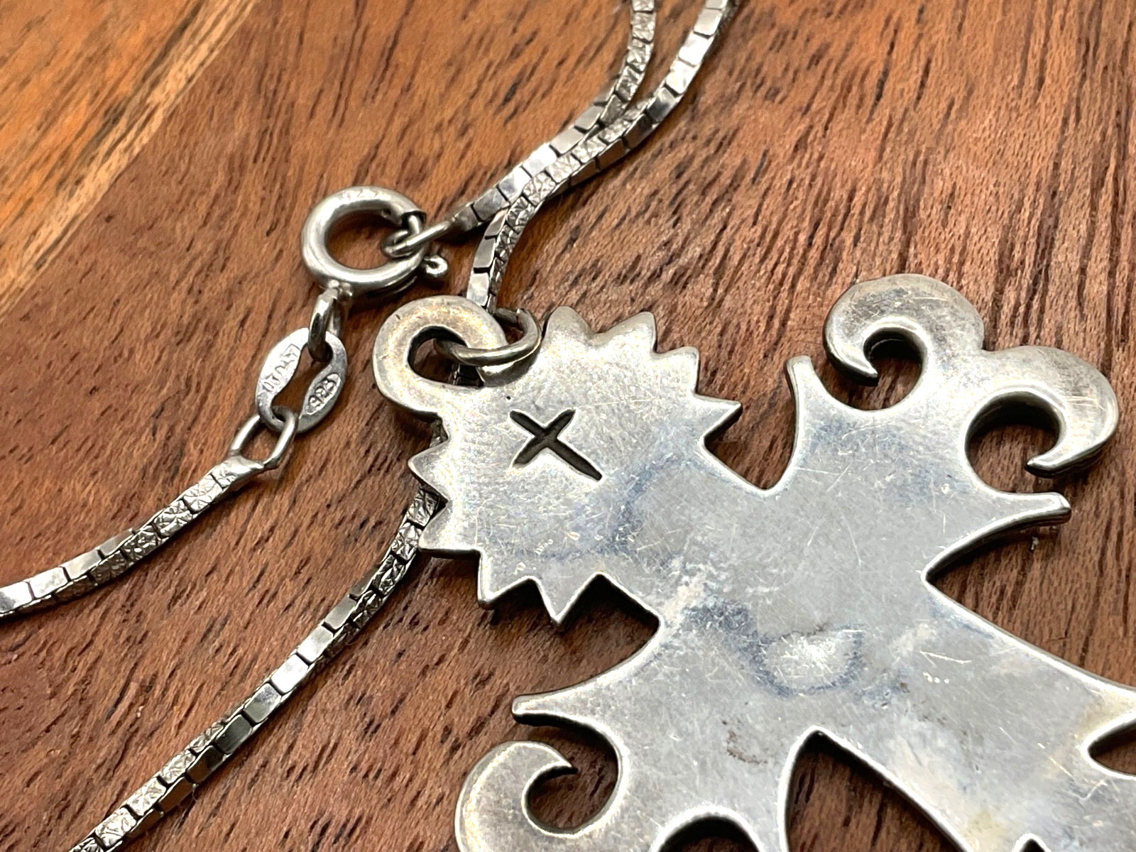 Sterling vintage Primavera peace Hope dove Sunshine Fish cross pendant necklace