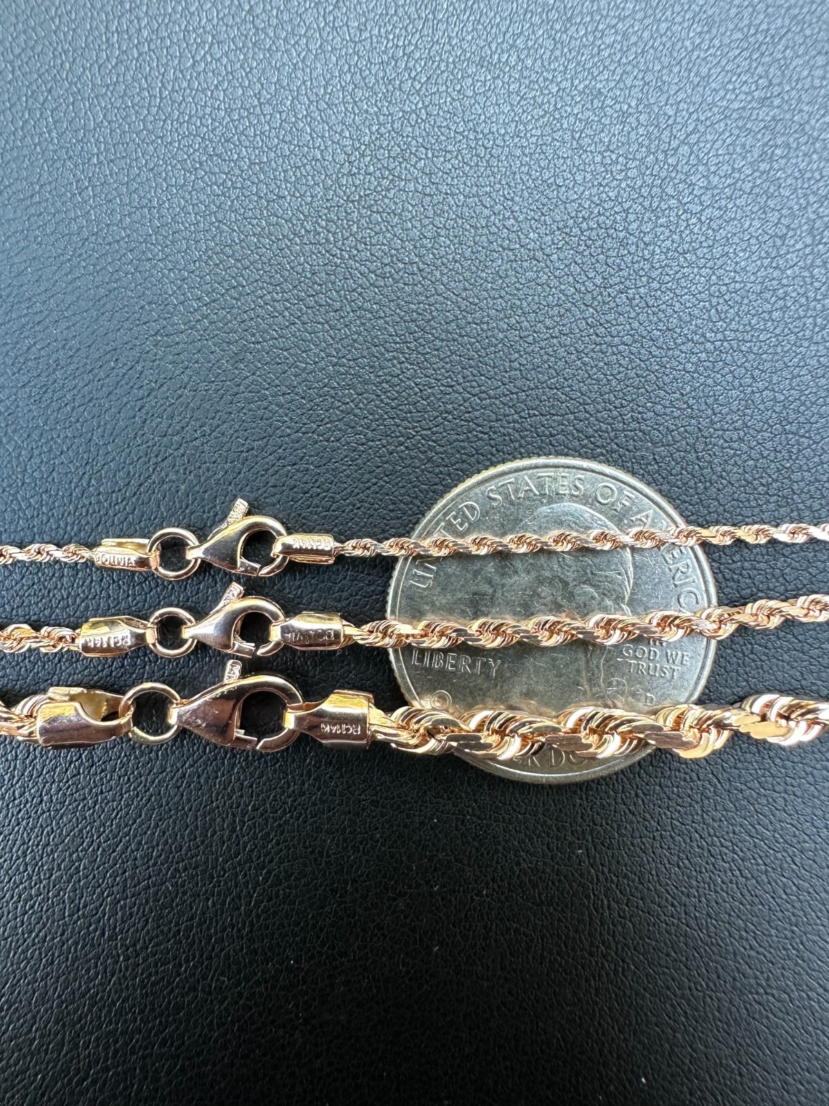 Solid 14k Rose Gold Men’s Women’s Real Rope Chain Necklace 1.5mm-4mm