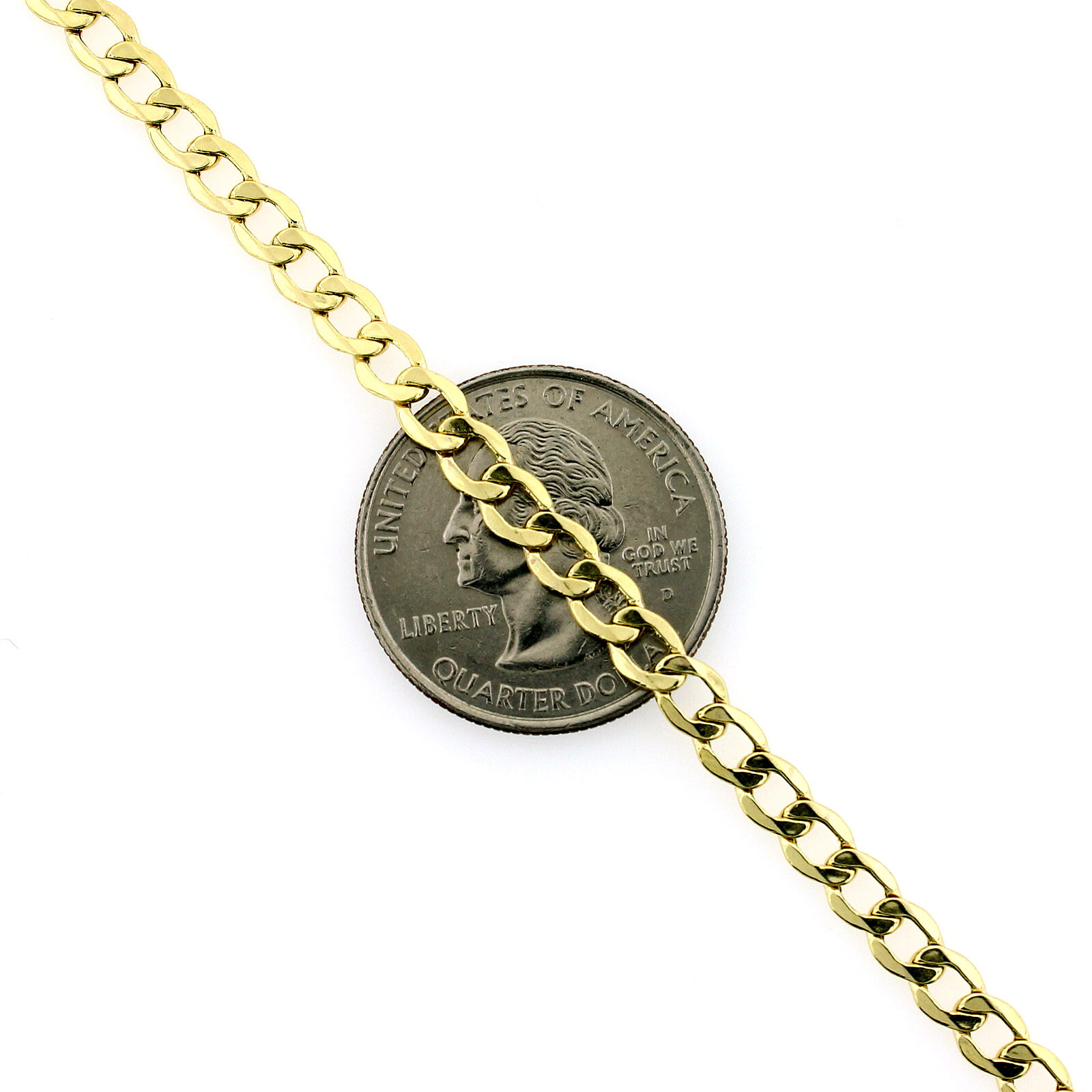 10K Yellow Gold 2mm-6.5mm Curb Cuban Chain Link Necklace or Bracelet 7″- 30″