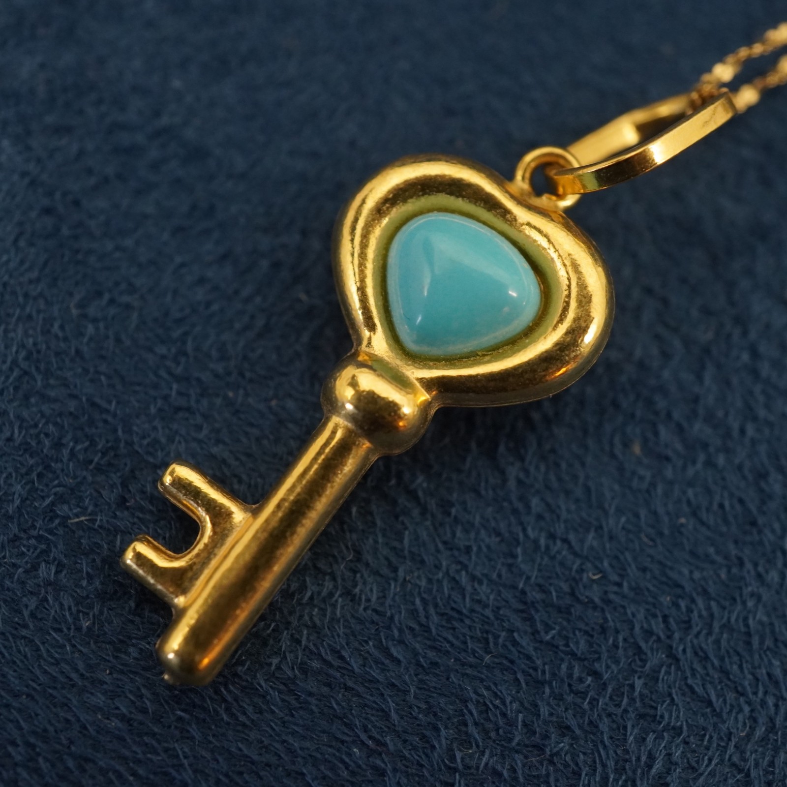 Milor 18k Yellow Gold & Turquoise Key Pendant on 14k Chain – Free Shipping USA
