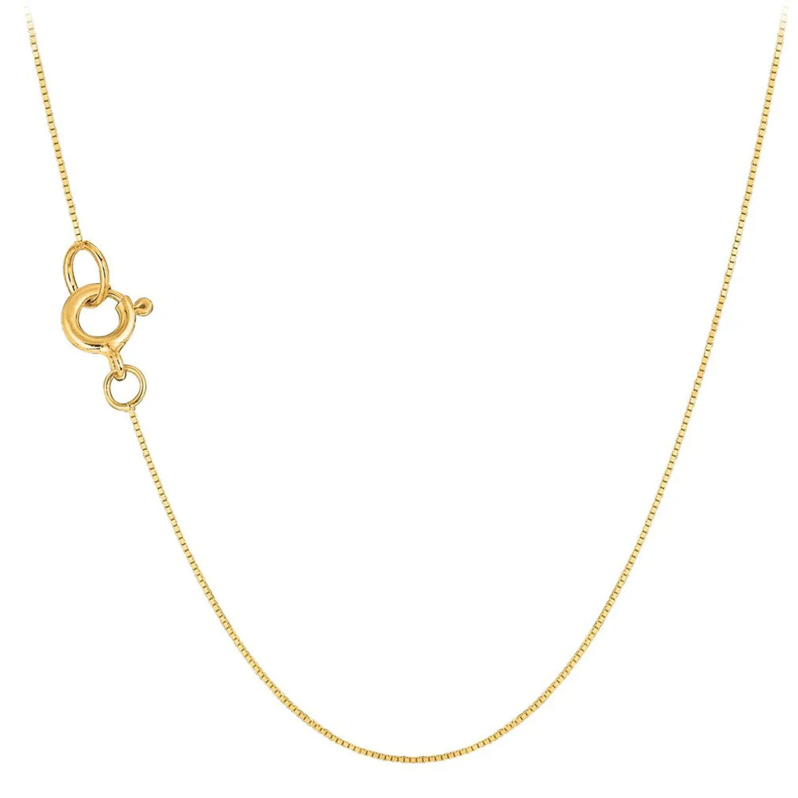 14K Solid Yellow Gold 0.45 mm Box Chain with Spring Ring Clasp 16″ 18″ 20″