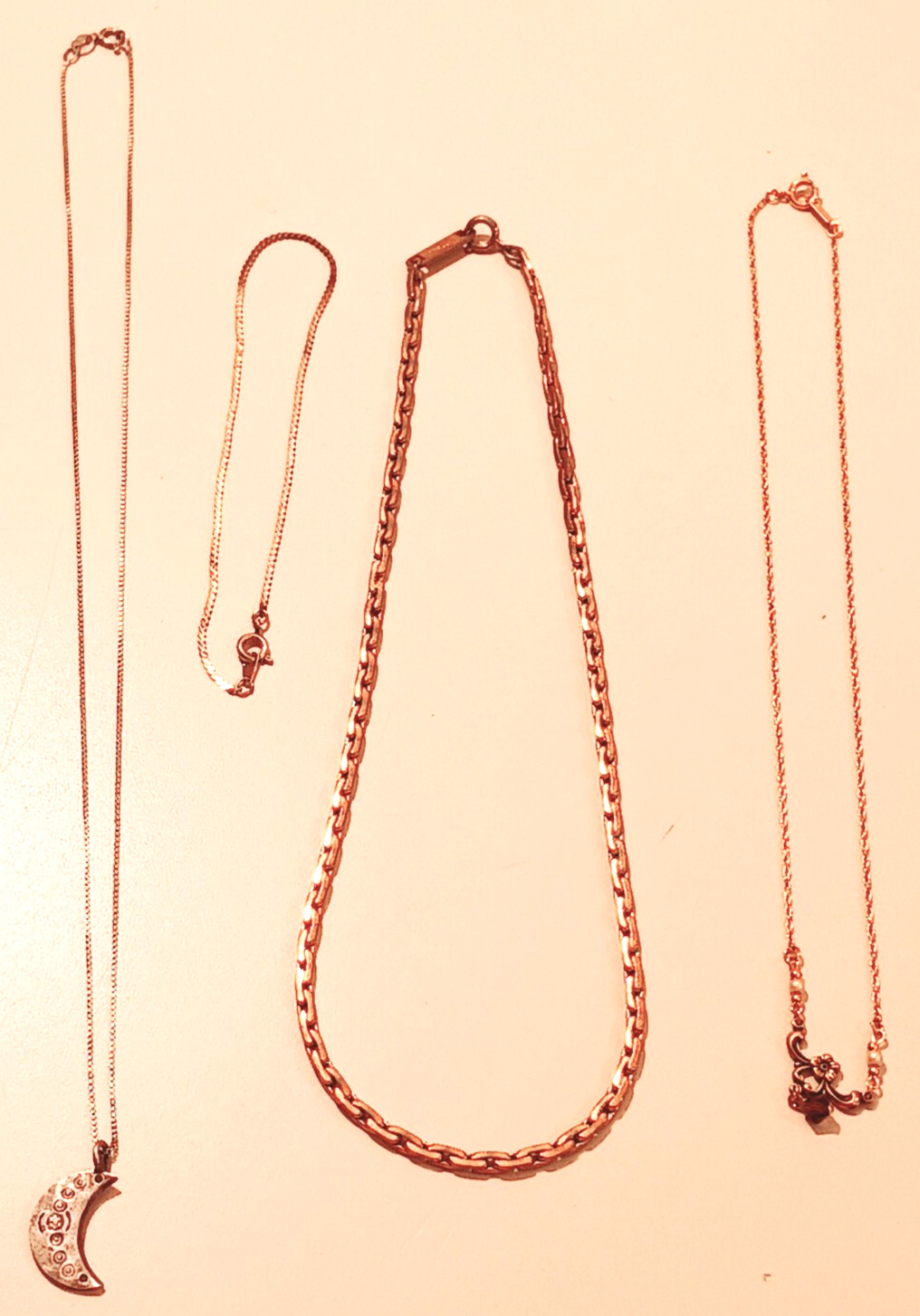 Vintage Jewelry Lot 925 Silver Moon Necklace Artisan Hallmark Gold Chain Braclet