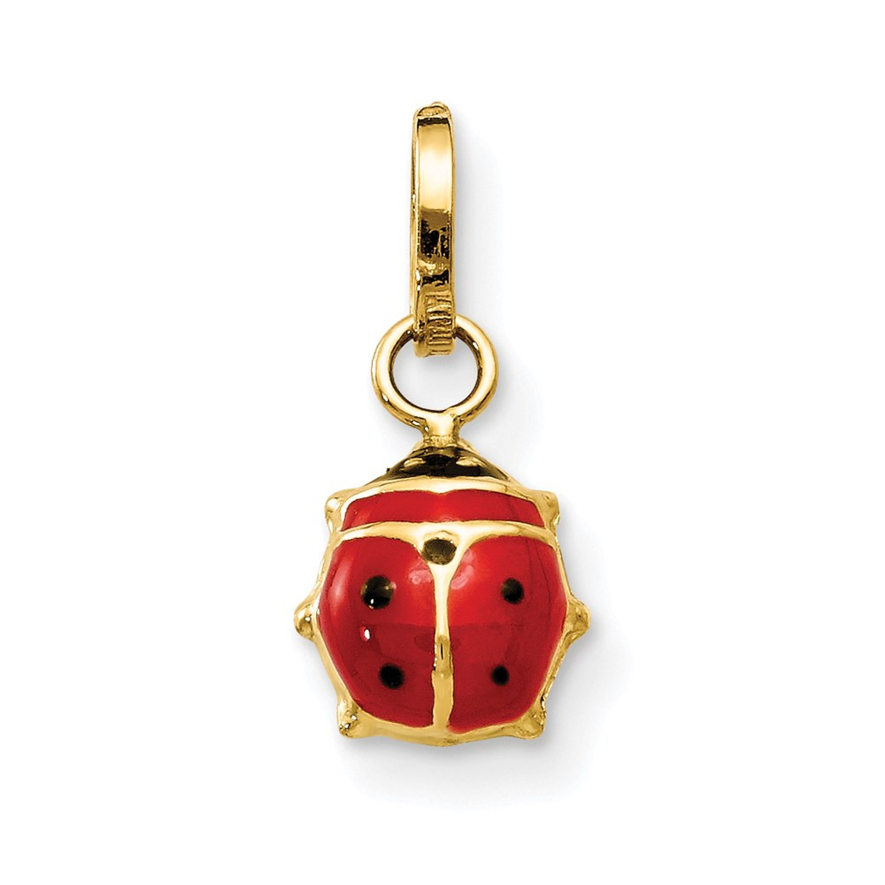 14k Yellow Gold Enameled Ladybug Charm Pendant 0.22gm L-13mm, W-5.5mm