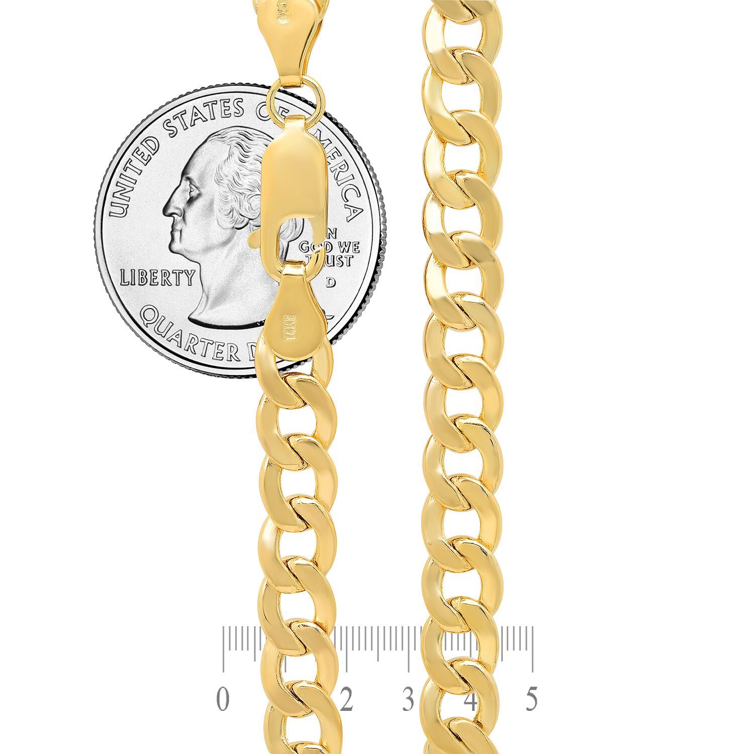 Real 14k Yellow Gold Cuban Link Curb Chain Pendant Necklace Size 16″-30″ Hollow