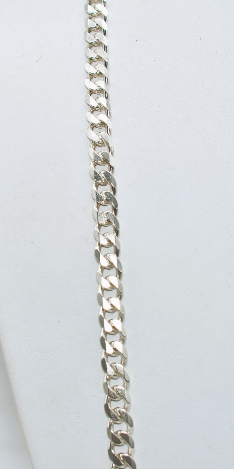 Italian Curb Link 7 mm High-Polish & Textured Sterling Silver Chain 70.5 g 30 in