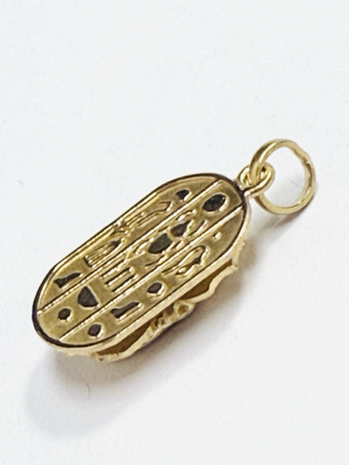 18K Solid Yellow Gold Hand Made Egyptian Scarab Charm. ~ 2.25 Grams