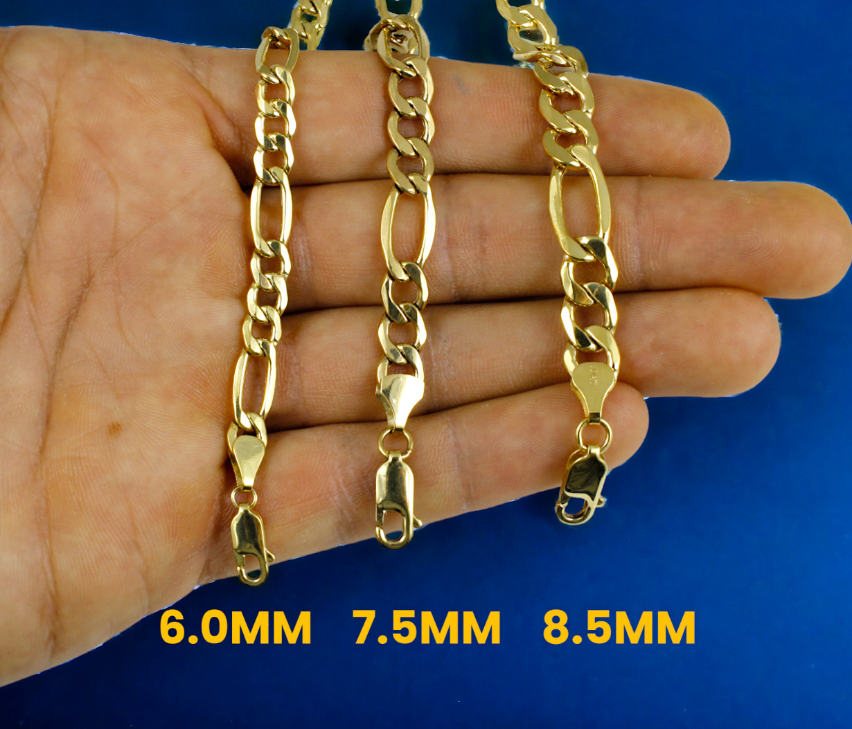 10K Yellow Gold 2mm-8mm Figaro Chain Necklace All Sizes Real Gold Men Women