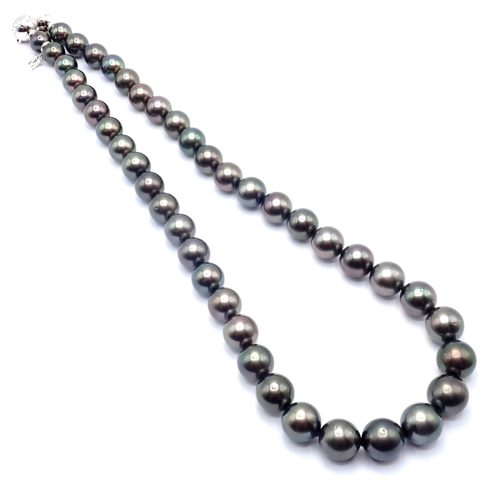 Mikimoto 18k White Gold Diamond Large Tahitian South Sea Pearl Strand Necklace