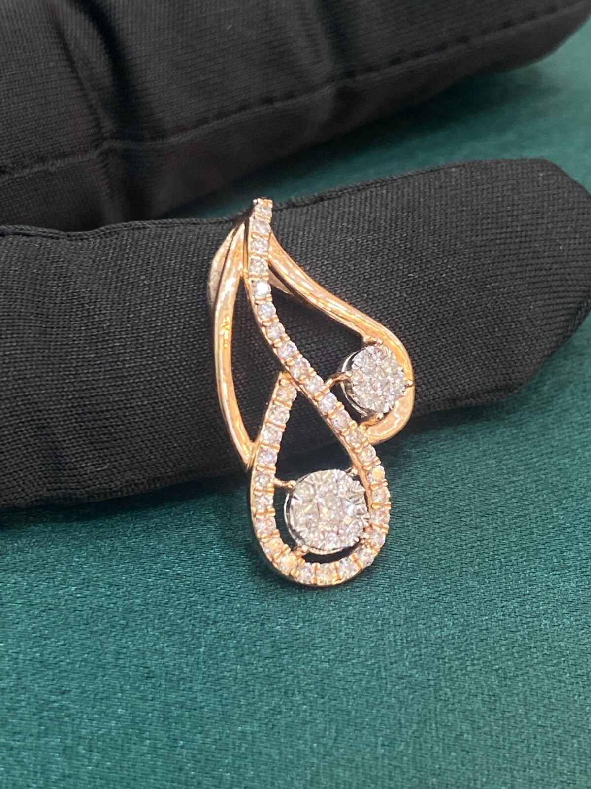 Pave 0.75 Cts Round Brilliant Cut Natural Diamond Pendant In 14K Rose Gold