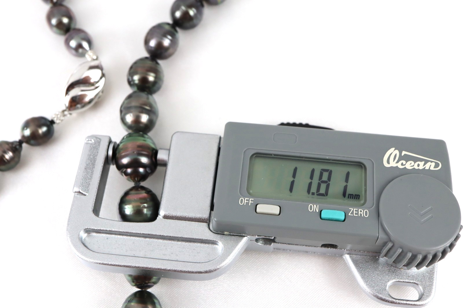 Black South Sea Pearl Necklace 8-12mm 18″ Silver Clasp Japan Jewelry Maki