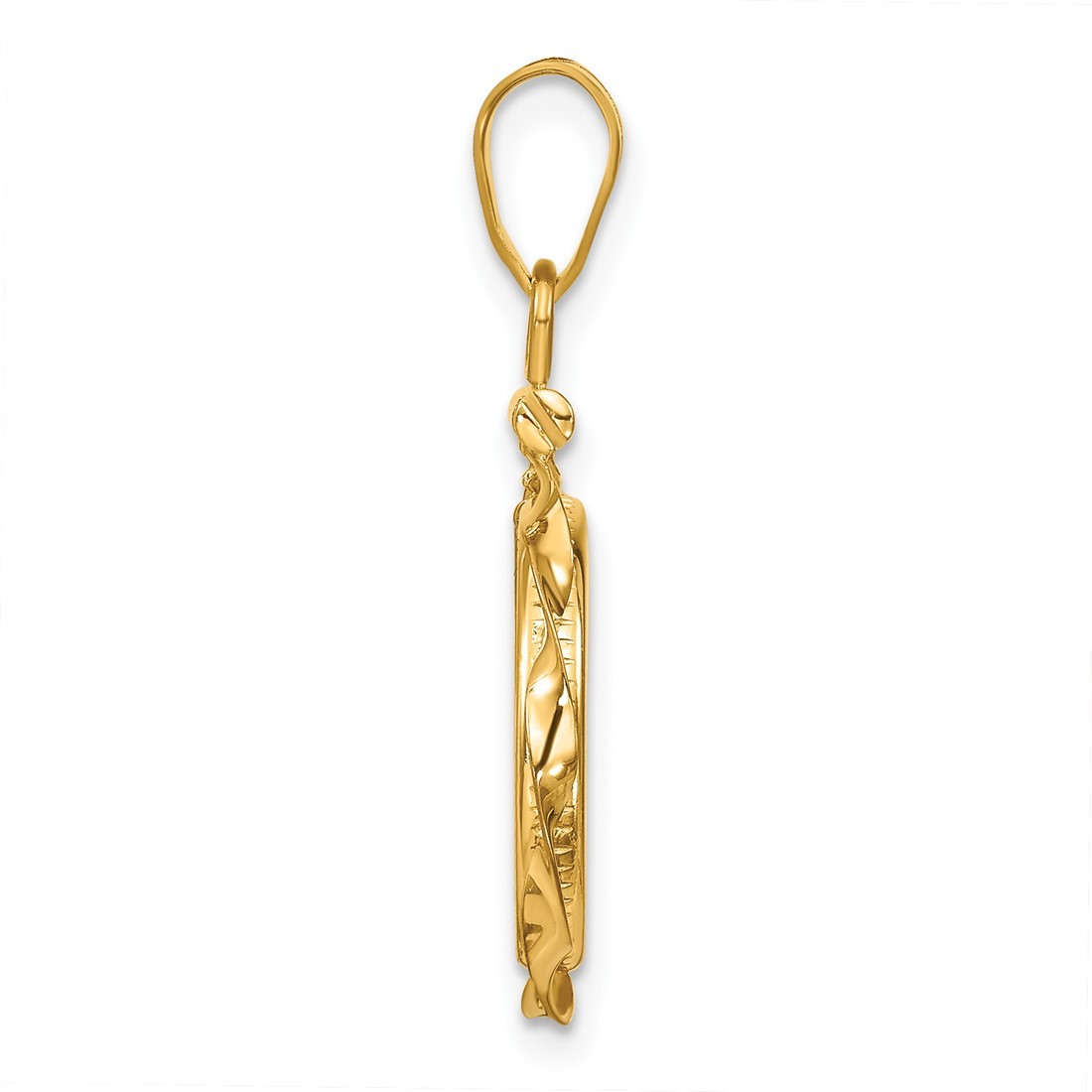 14k Yellow Gold 13mm Hand Twisted Ribbon Screw Top Coin Bezel Pendant