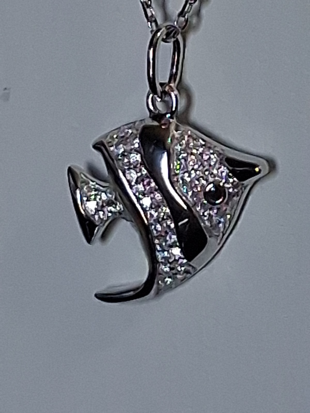 1.50 CTW Moissanite Angelfish Pendant Necklace 925 Sterling Silver 16”-18” Chain