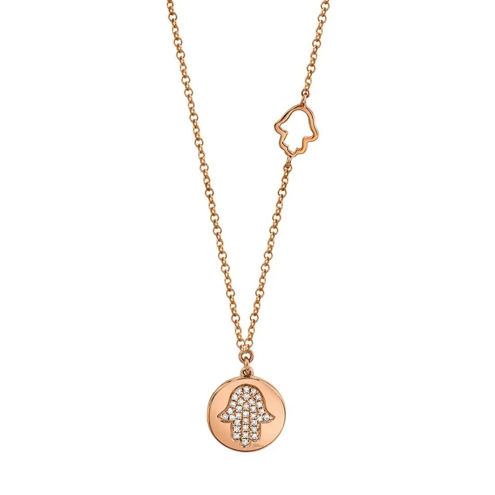 0.08ct Round Brilliant Cut Diamond Pave Hamsa Pendant