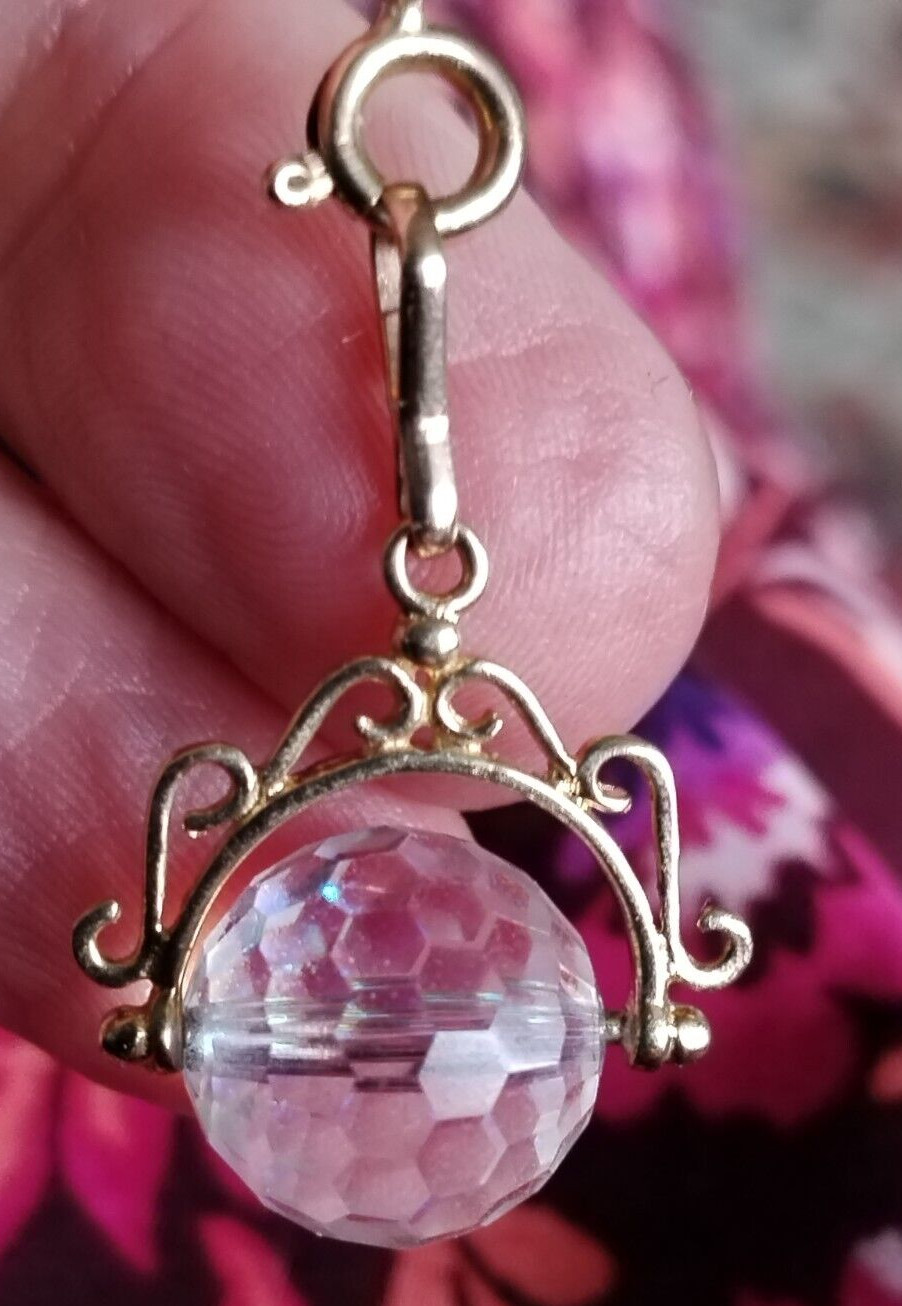 9CT Gold Rope Style Chain/ Detachable Crystal Globe Charm 9.44 Grams Approx. **