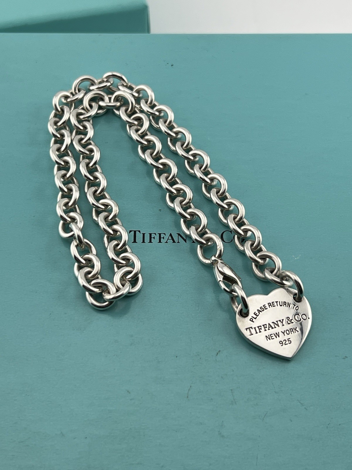 Tiffany & Co. Sterling Silver “Return To Tiffany” Heart Tag Choker Necklace 15”
