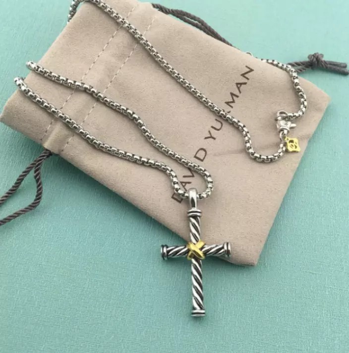 David Yurman Cable Chain Cross Pendant Necklace