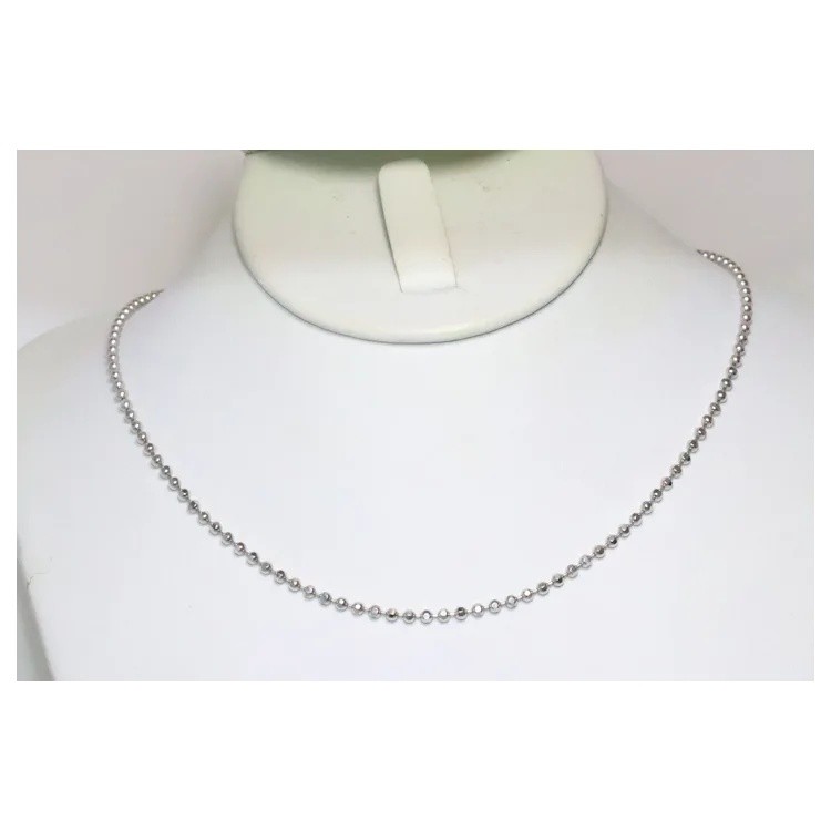 14KT White Gold 16 Inch Diamond Cut Ball Chain