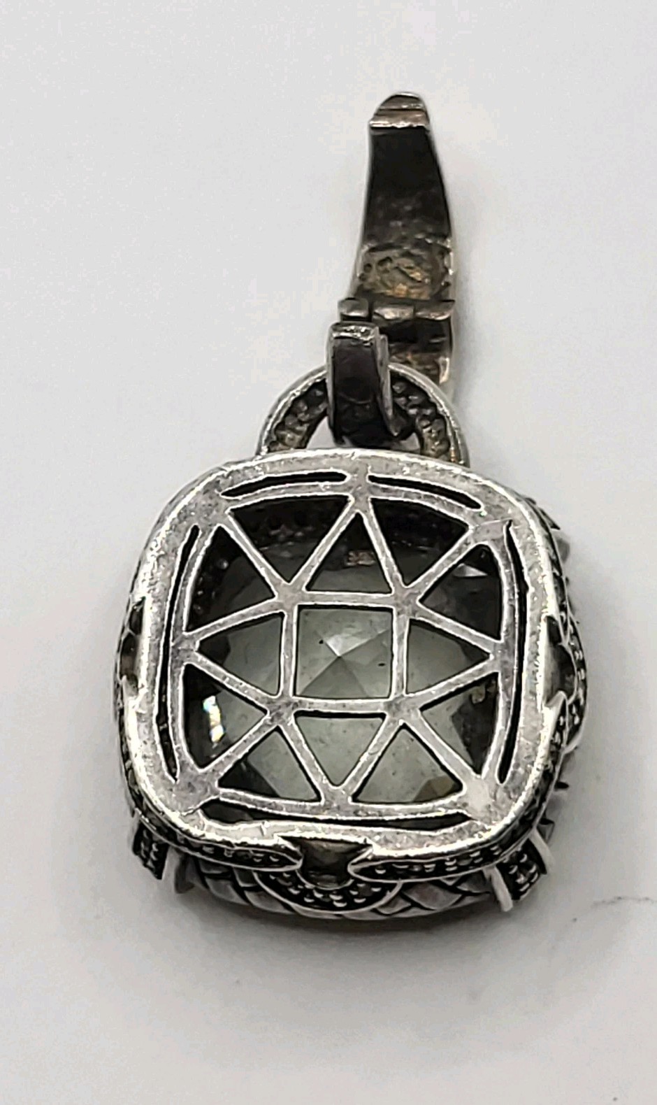 TOWN & COUNTRY T&C Faceted Aquamarine Detailed 14k & Sterling Pendant Enhancer