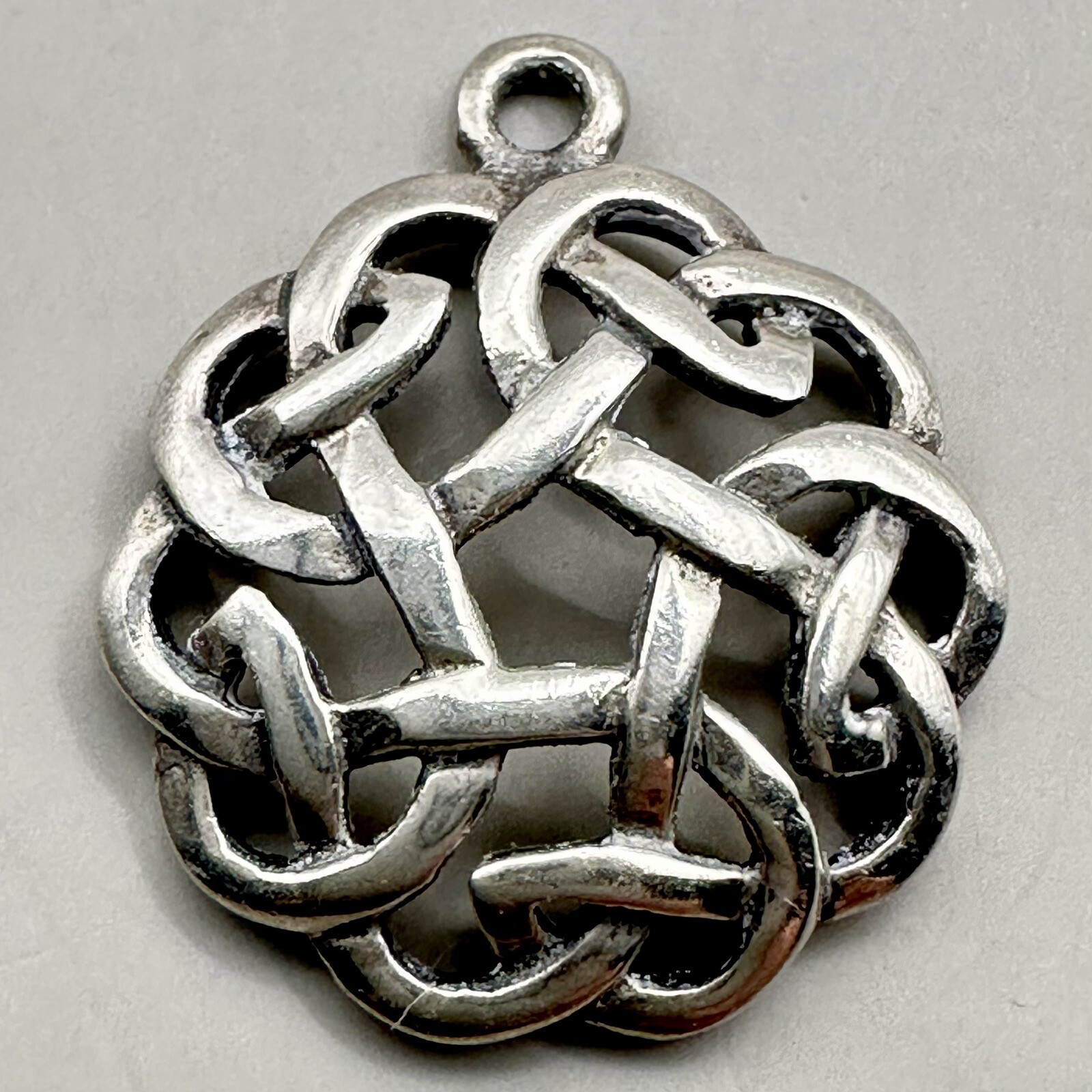 Celtic Open Knot Domed Pendant Round Charm Infinity Signed 925 Sterling Silver