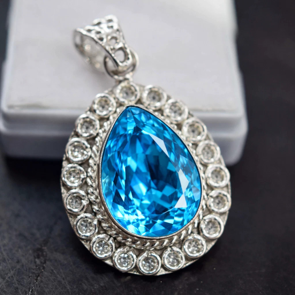 53.45 Ct Certified Natural Blue Paraiba Tourmaline 925 Silver Pendant Loose Gems