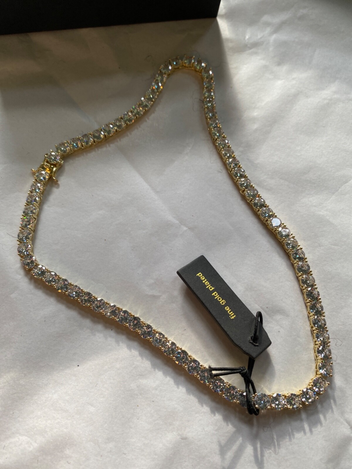 GOLD PLATED TENNIS NECKLACE 16” NWT