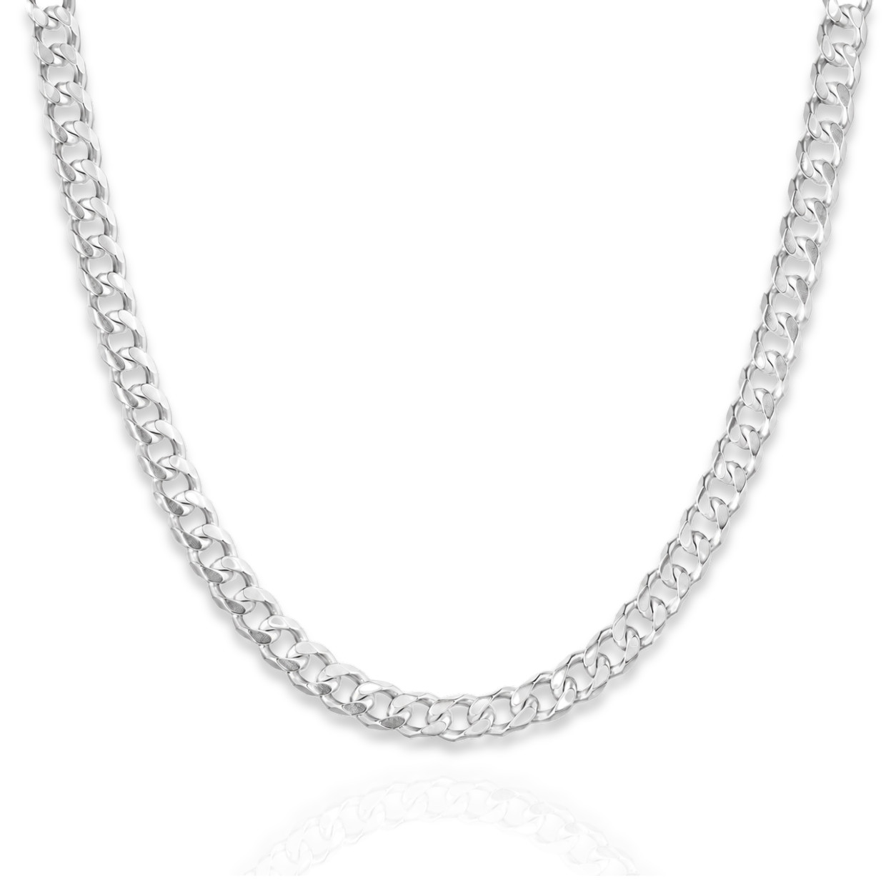 925 Sterling Silver Beveled Curb Chain Necklace – 5.7mm