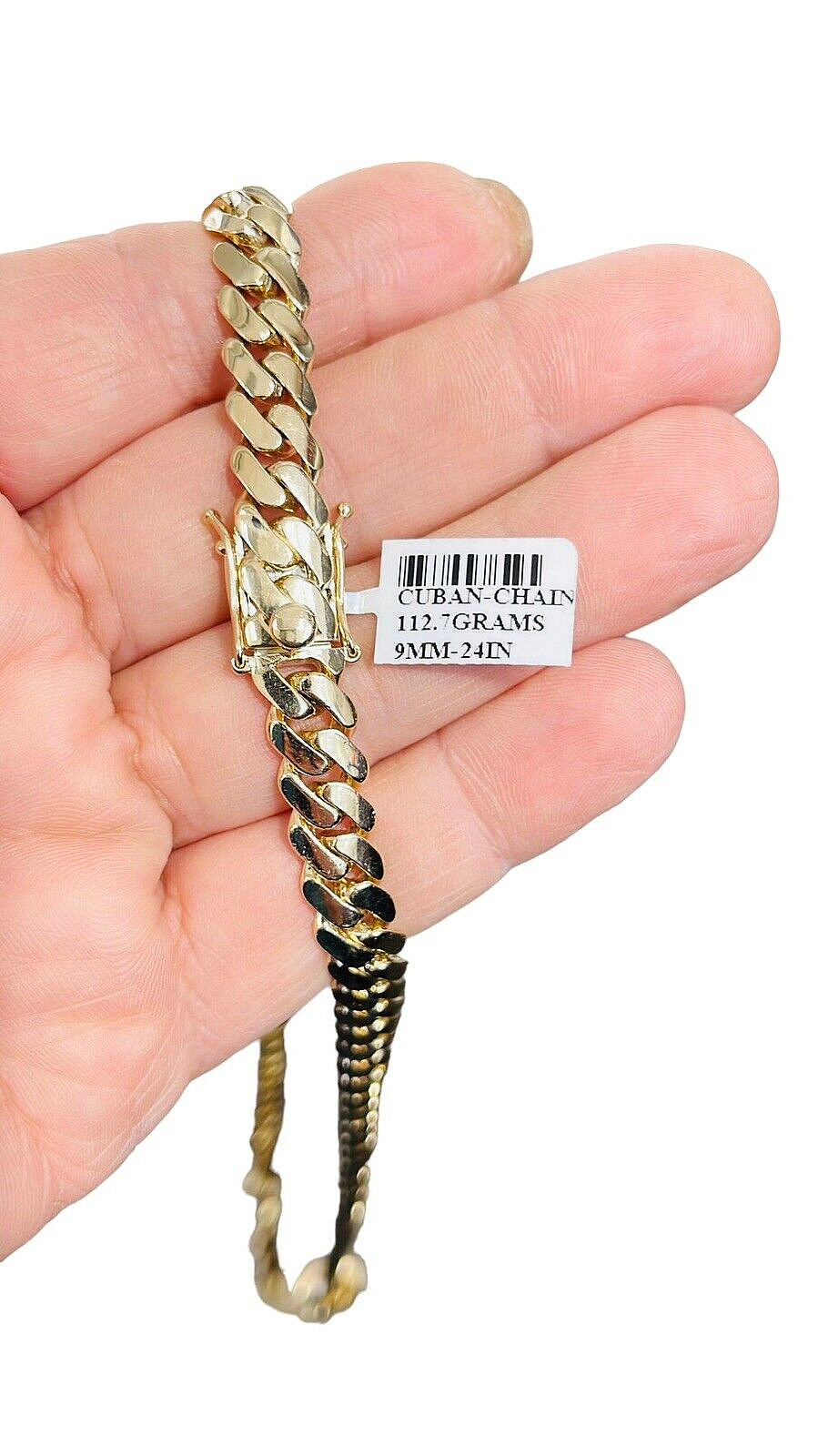 Real 14k Solid Yellow Gold 9mm Miami Cuban Link Chain Necklace 24″ 112 Grams