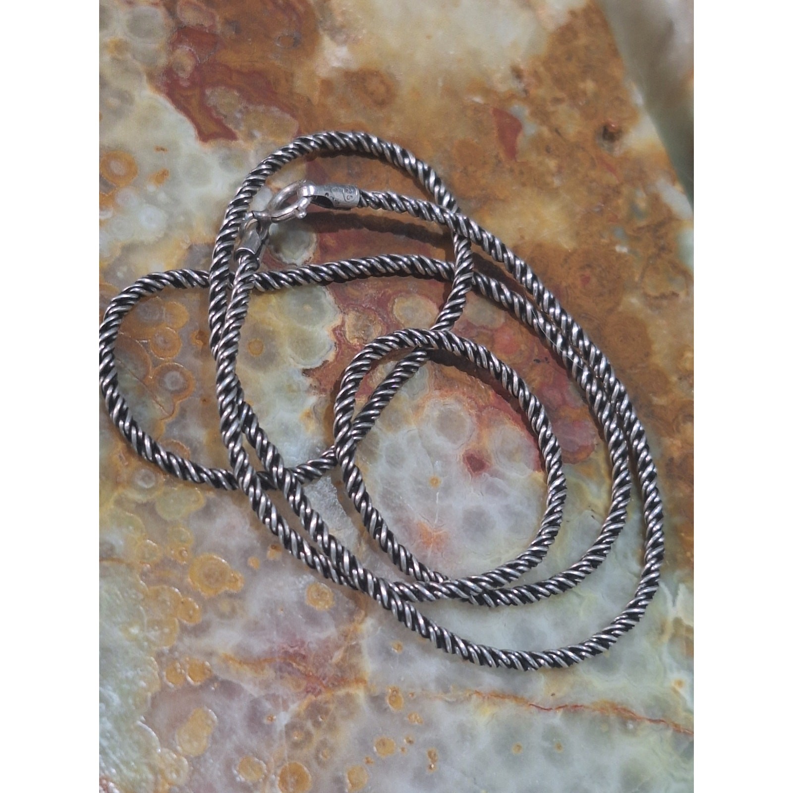 16″ Sterling Silver Twisted Rope Chain Necklace 925 Italy Vintage Excellent!