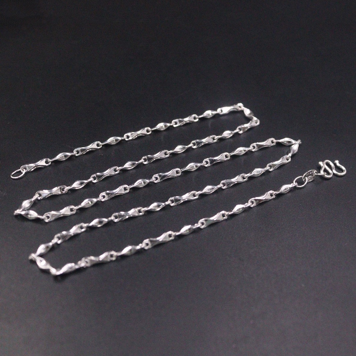 Pure Silver 999 Necklace For Women 2mm Width Yuanbao Link 18inch Length Chain