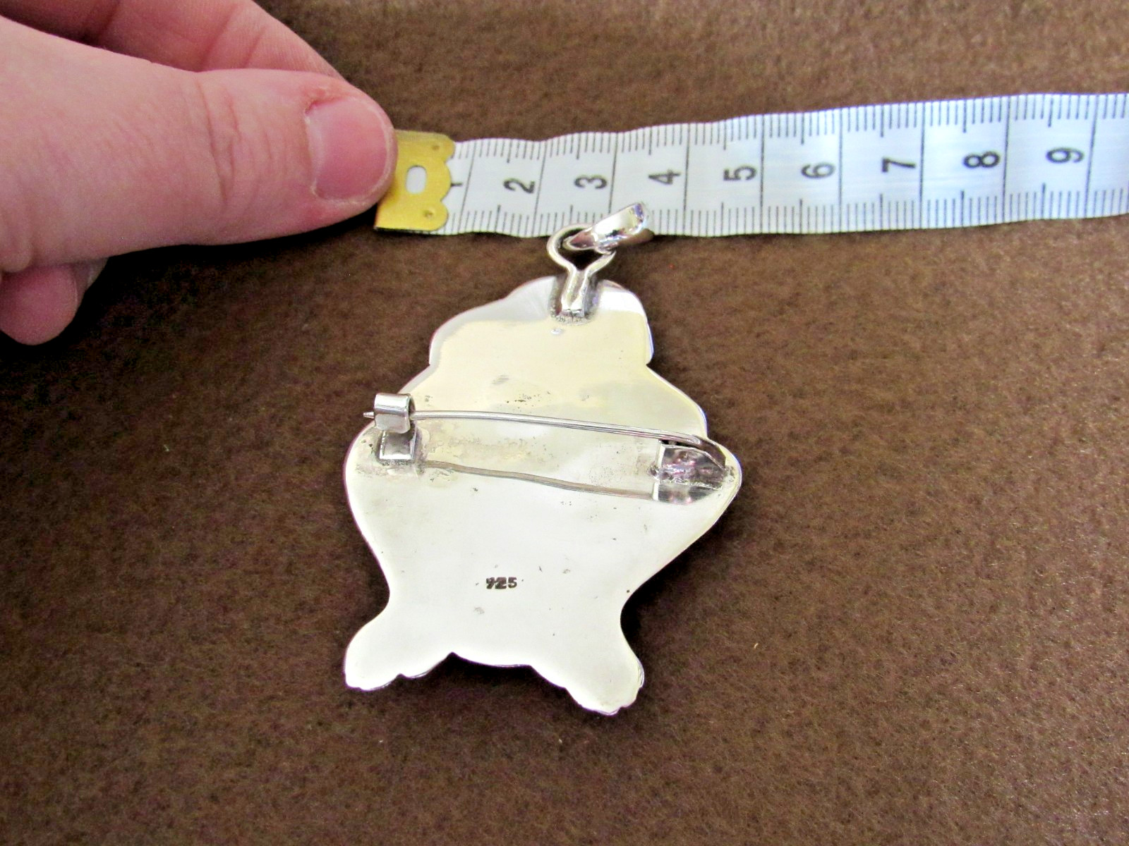 Sterling Silver 925 Monkey Pendant Banded Black Agate 34.7 Gram Polished Jewelry